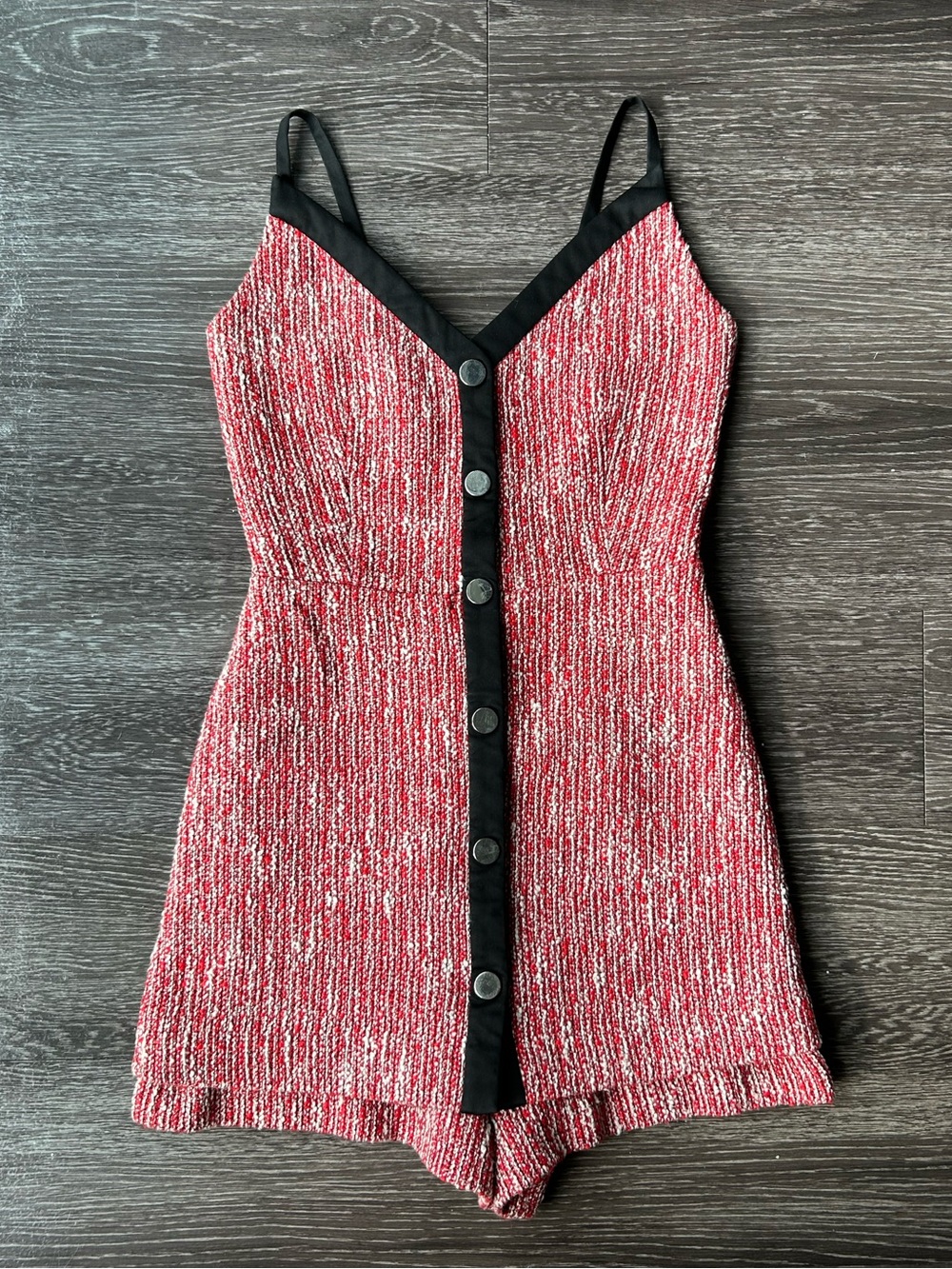 Maje Paris Red & White Tweed Skort Romper